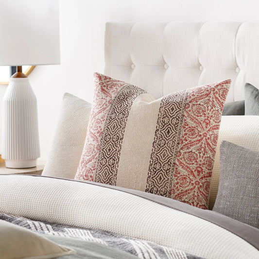 Prisha Pillow - 31985 by Livabliss in light beige, rose. Made from 100% cotton in a eclectic & global style.