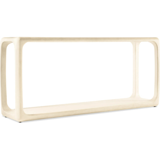 Westwood Console Table by Hooker Furniture in textured alabaster plaster white. Made from wood veneers in a unique style.