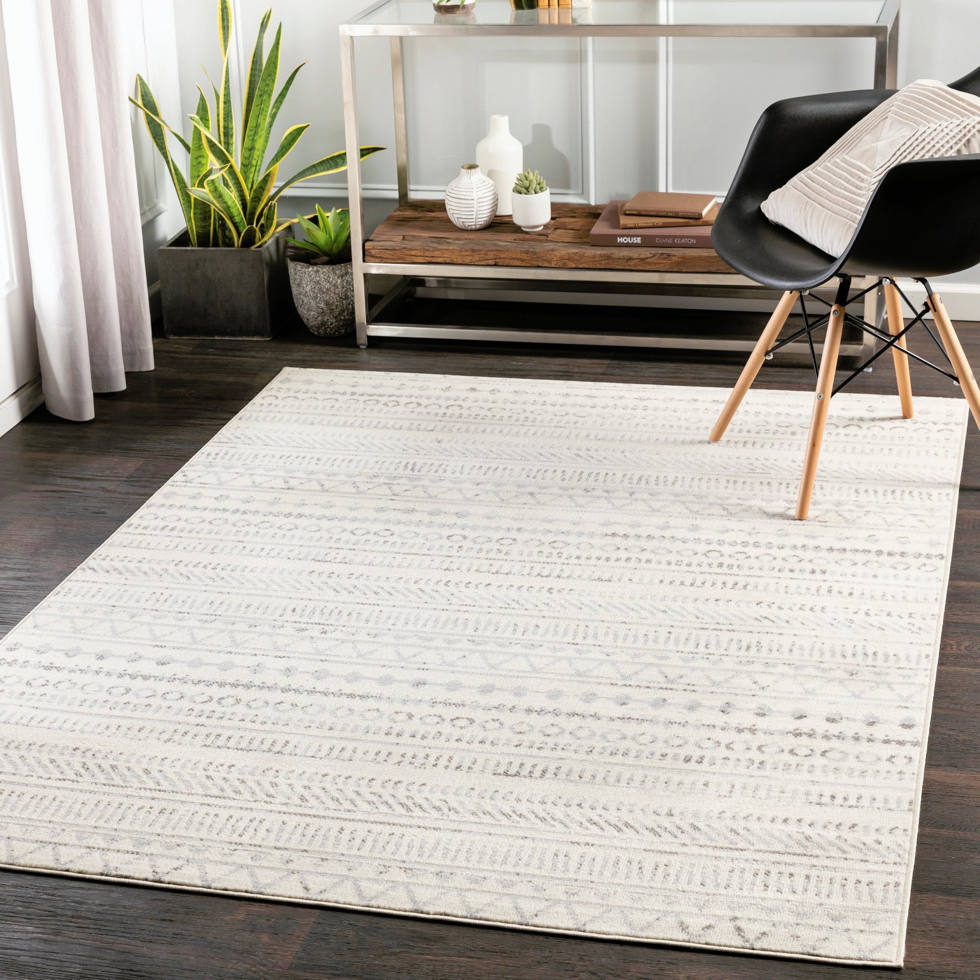 Pisa Rug - 24538 by Livabliss in medium gray, charcoal, off-white, light slate. Made from face: 100% polypropylene, warp: 100% polypropylene in a unique style.