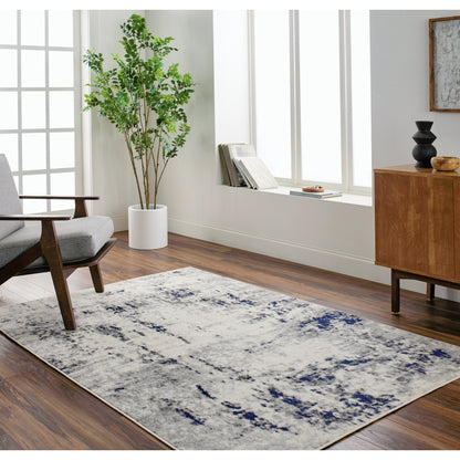 Pisa Rug - 14634 by Livabliss in light gray, medium gray, charcoal, dark blue. Made from face: 100% polypropylene, warp: 100% polypropylene in a unique style.