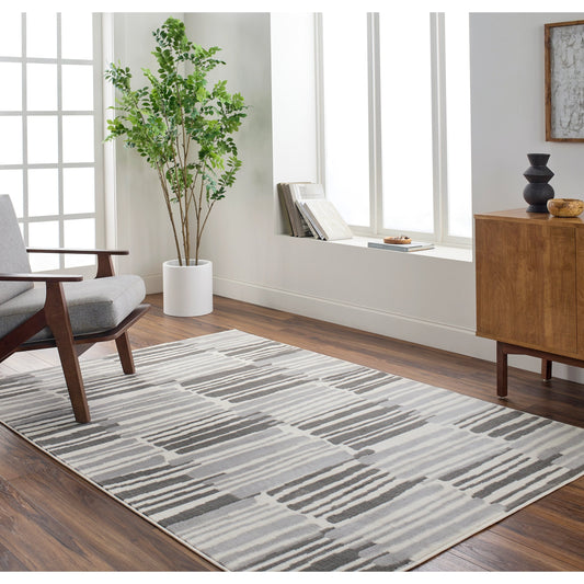 Pisa Rug - 490202 by Livabliss in light gray, medium gray, charcoal. Made from face: 100% polypropylene, warp: 100% jute in a unique style.