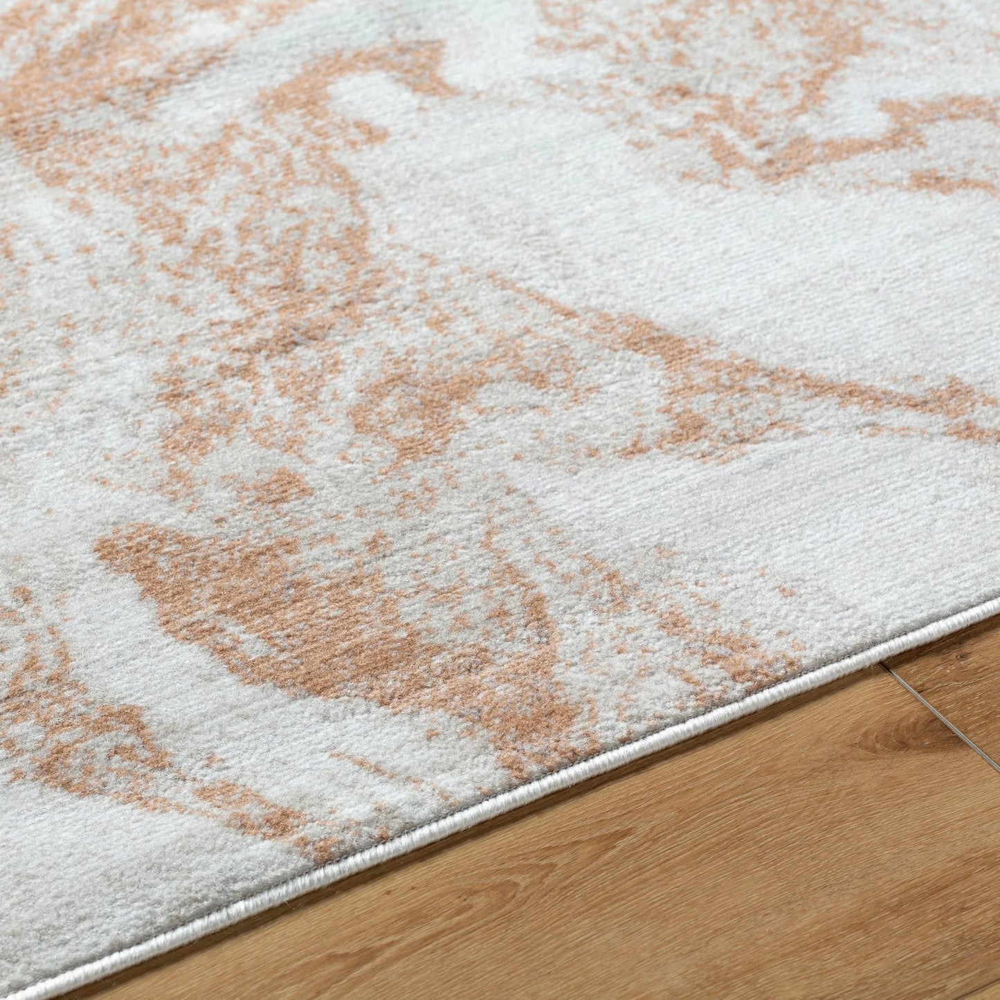 014 SI-2132247,SI-2132248,SI-2132249 | Closeup | Pisa Rug - 500001 by Livabliss in light gray, light brown, rust, gray. Made from face: 100% polypropylene, warp: 100% polyester in a unique style.