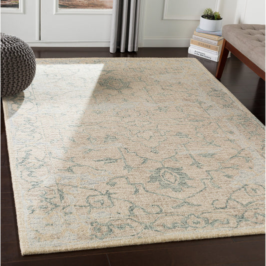 Piastrella Rug - 22951 by Surya in dark green. Made from 100% wool in a unique style.