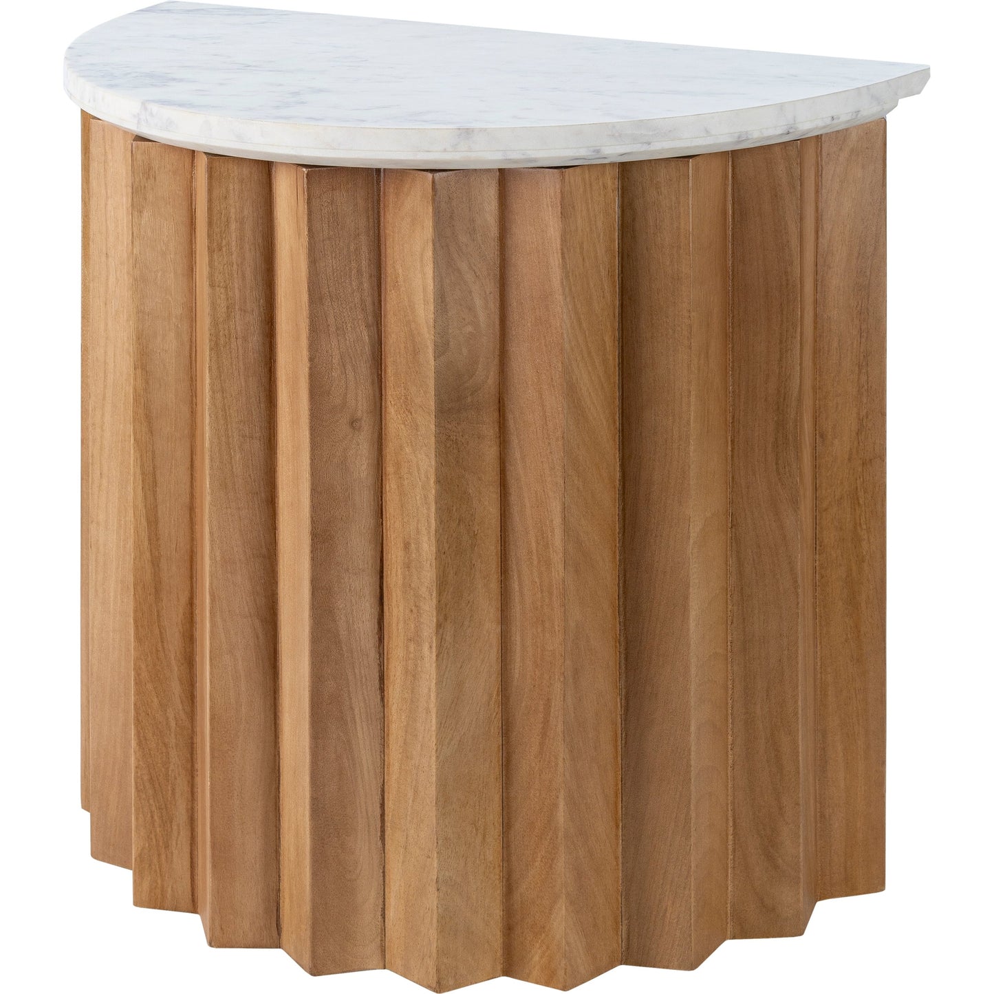 001 SI-2133163 | Primary Silo | Piestra End Table by Surya in white, brown and natural, marbled. Made from top: marble, base: mango wood in a modern style.