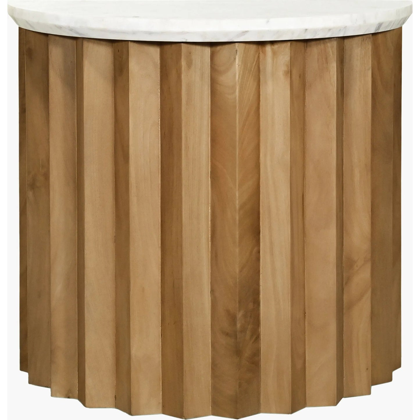 002 SI-2133163 | Additional Silo | Piestra End Table by Surya in white, brown and natural, marbled. Made from top: marble, base: mango wood in a modern style.