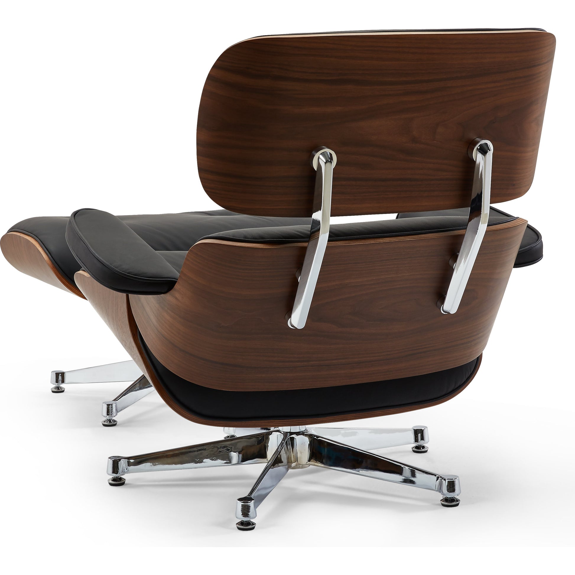 Florence Lounge Chair by Pasargad Home in brown and black. Made from leather wood in a modern style.