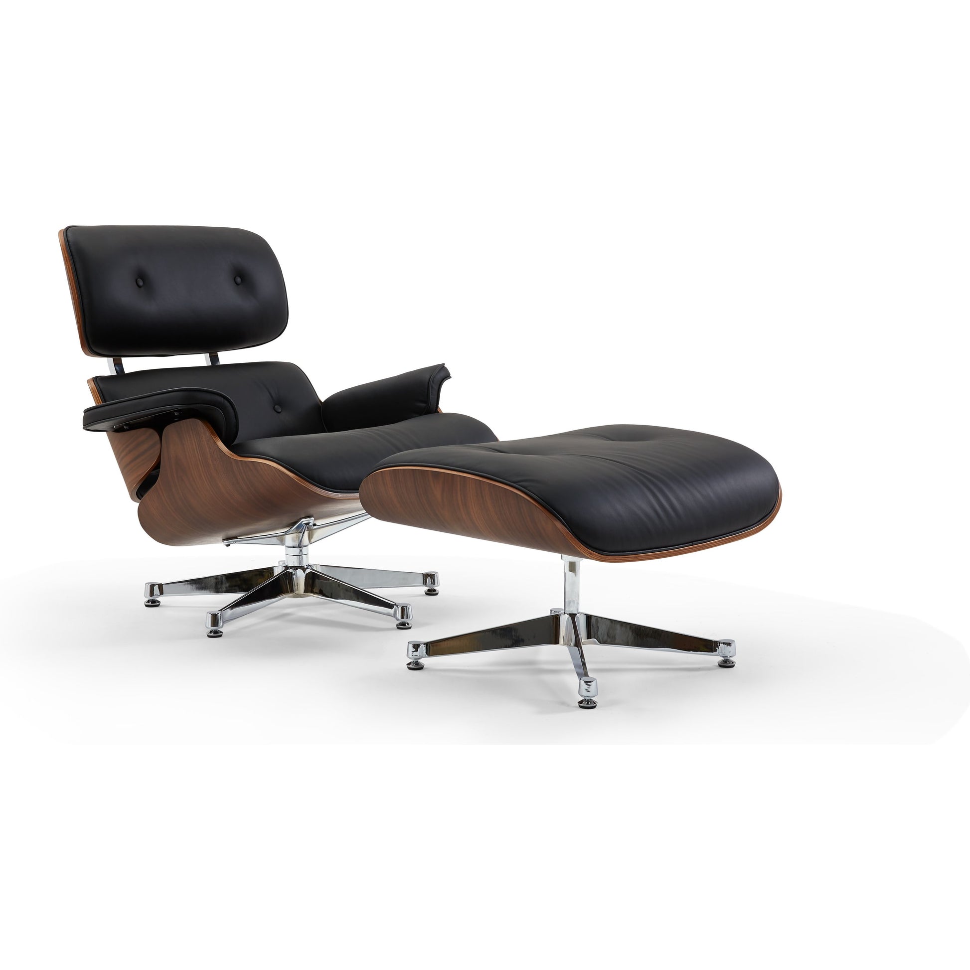 Florence Lounge Chair by Pasargad Home in brown and black. Made from leather wood in a modern style.