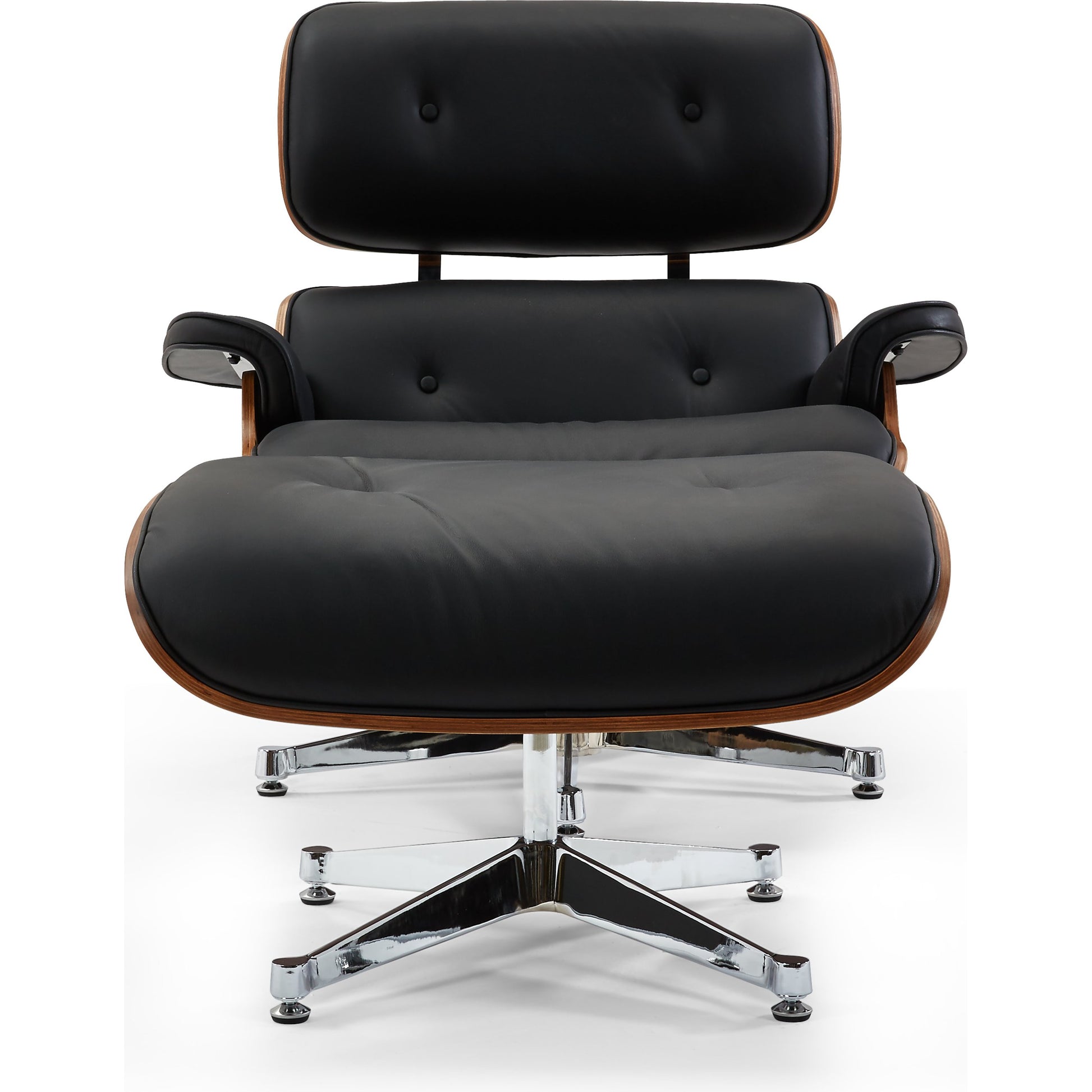 Florence Lounge Chair by Pasargad Home in brown and black. Made from leather wood in a modern style.