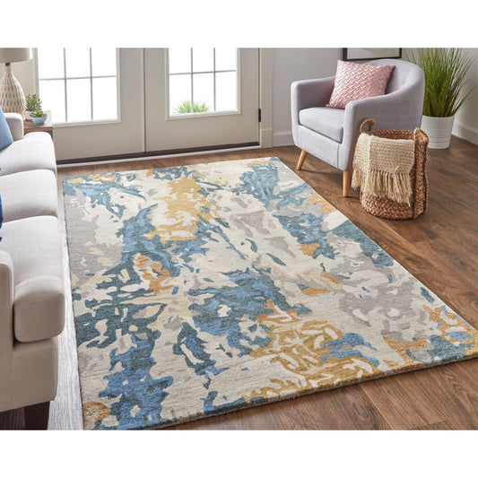 Everley Rug - 8645F by Feizy in gray, blue, gold. Made from wool in a unique style.