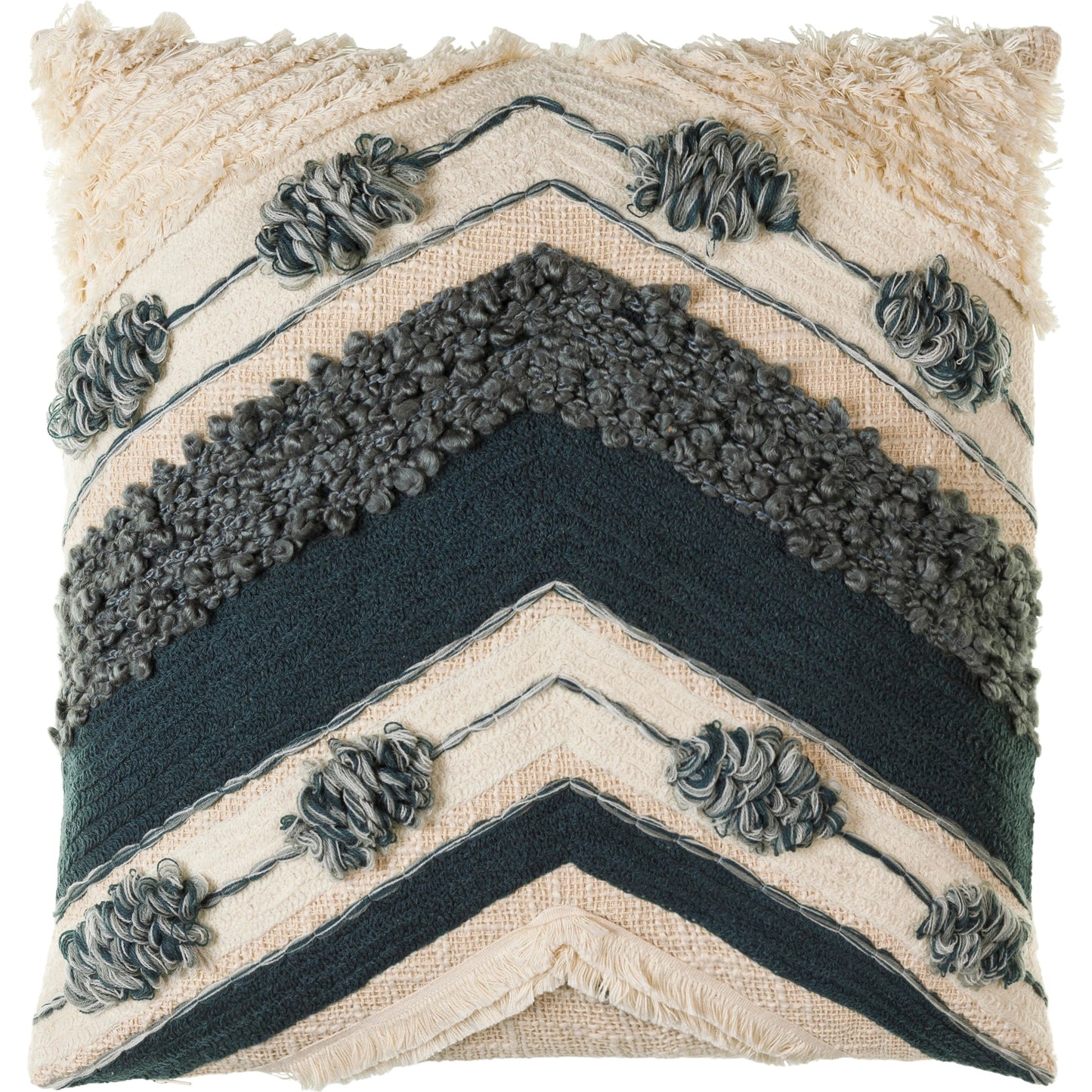 003 SI-1888995,SI-1888996 | Additional Silo | Pretoria Pillow - 27004 by Surya in dark blue, denim, cream, white, light beige. Made from 100% cotton in a eclectic & global style.