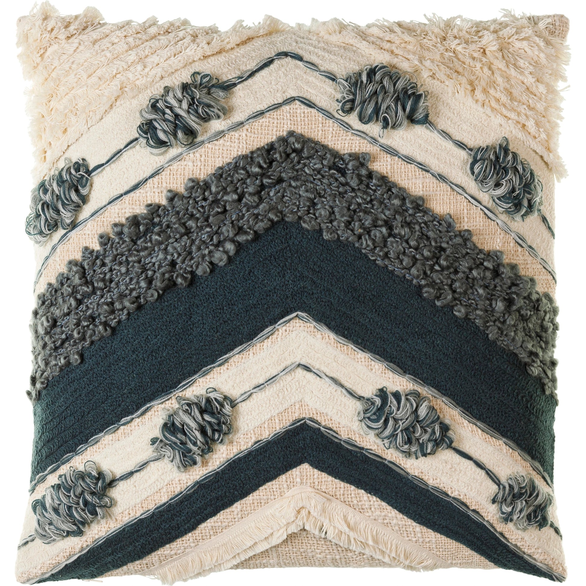 Pretoria Pillow - 27004 by Surya in dark blue, denim, cream, white, light beige. Made from 100% cotton in a eclectic & global style.