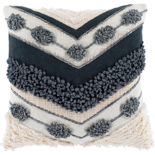 Pretoria Pillow - 27004 by Surya in dark blue, light beige. Made from 100% cotton in a eclectic & global style.
