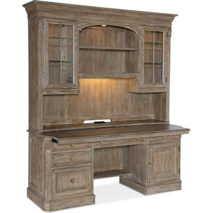 Sutter Credenza Hutch by Hooker Furniture in claro. Made from cathedral oak veneers in a unique style.