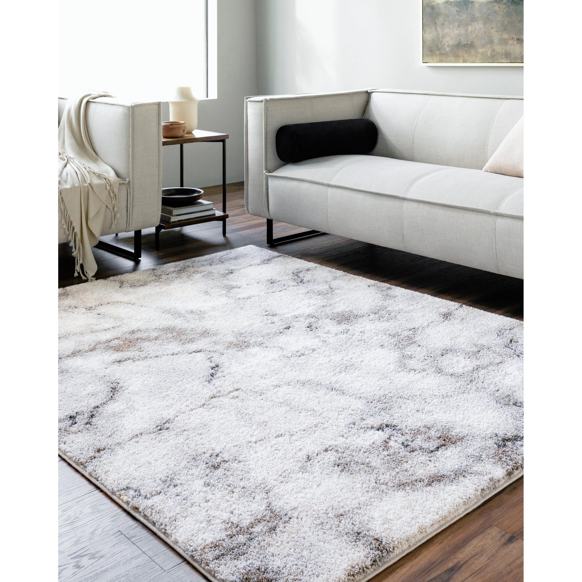 Portofino Rug - 526536 by Livabliss in white, light gray, beige, medium gray, taupe, medium brown. Made from face: 93% polypropylene, 7% polyester, warp: 100% cotton in a unique style.