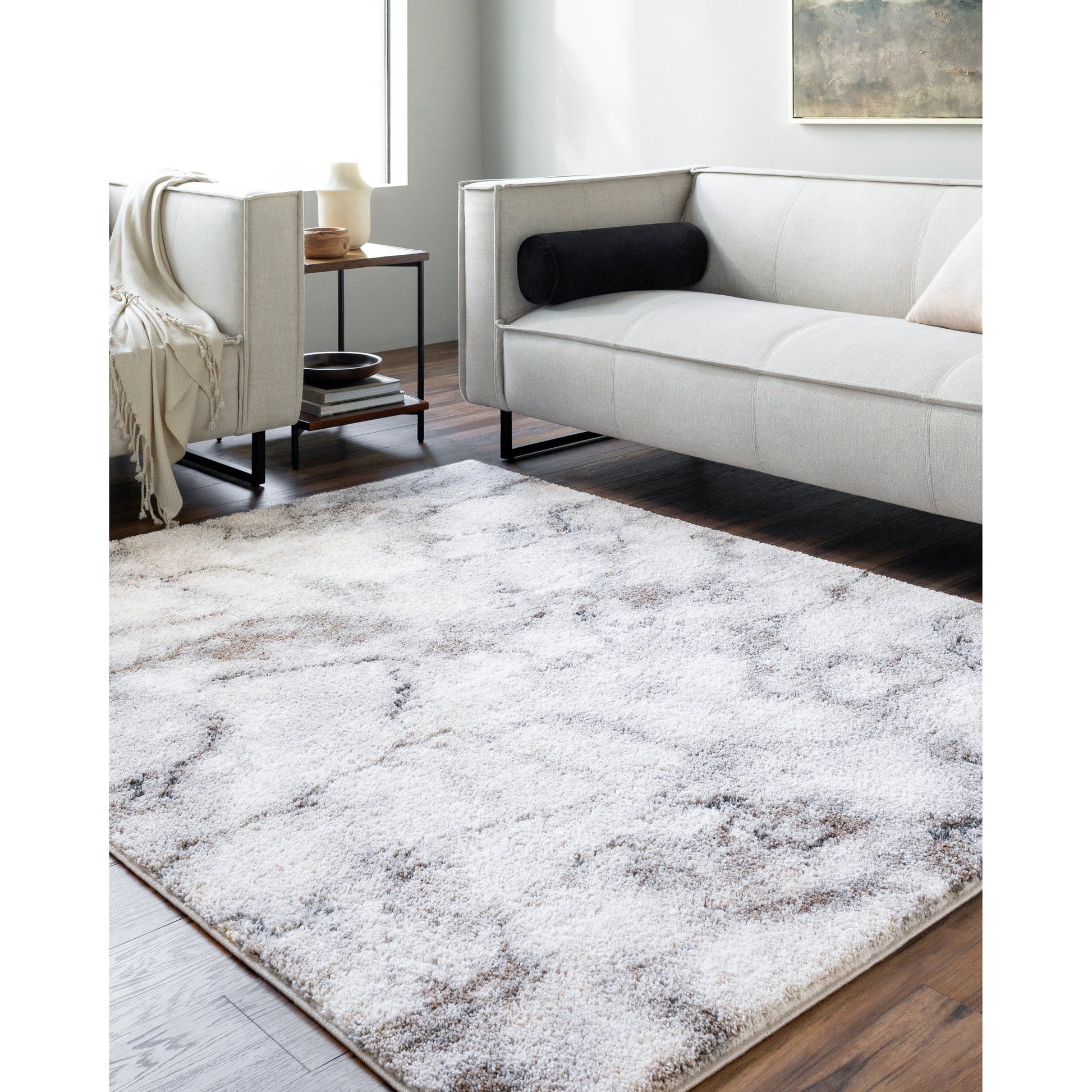 Portofino Rug - 526536 by Livabliss in white, light gray, beige, medium gray, taupe, medium brown. Made from face: 93% polypropylene, 7% polyester, warp: 100% cotton in a unique style.
