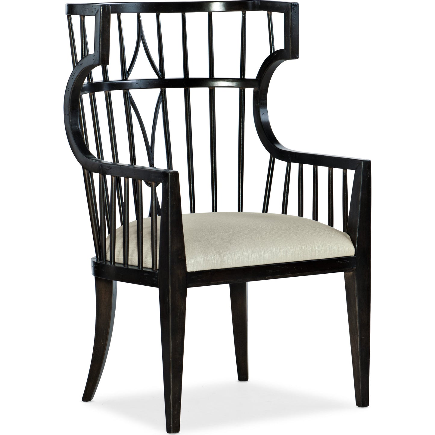 000 SI-1749563 | Primary Silo | Sanctuary Couture Host Chair by Hooker Furniture in beige and noir. Made from fabric, foam in a traditional style.