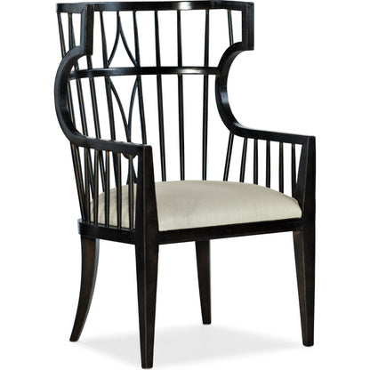Sanctuary Couture Host Chair by Hooker Furniture in beige and noir. Made from fabric, foam in a traditional style.