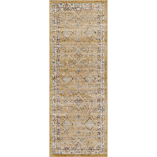 Pertek Rug by Livabliss in dark brown, taupe, deep teal, dark blue, burnt orange, black. Made from 100% polypropylene in a modern style.