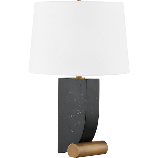 Yellowstone 1 Light Table Lamp by Troy in black, patina brass. Made from plastic (semi crystalline thermoplastic within the polyester family of polymers) in a modern style.