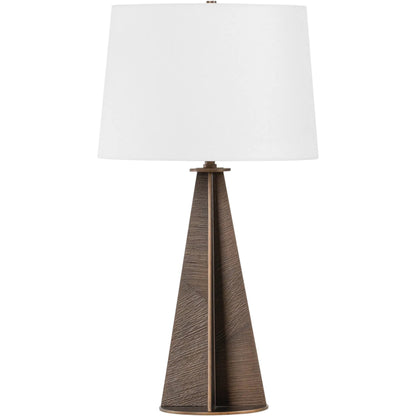 Finn Table Lamp by Troy in bronze leaf. Made from iron, steel in a transitional style.