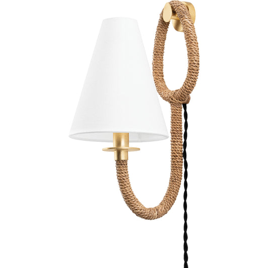 Deaver 1 Light Portable Sconce by Troy in vintage gold leaf. Made from iron in a modern style.