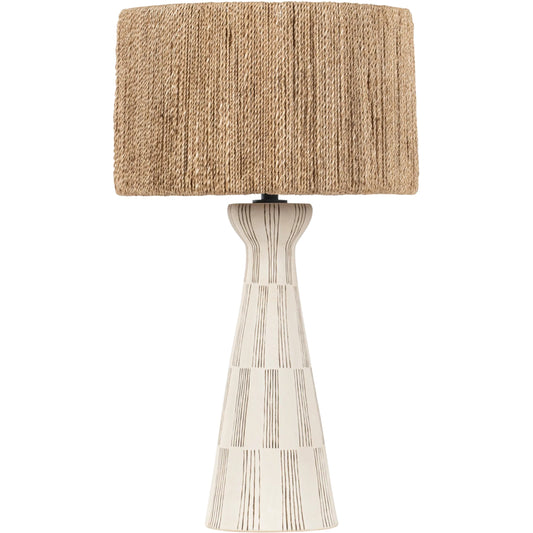 Palma Table Lamp by Troy in patina brass, ceramic graphic white. Made from ceramic in a transitional style.