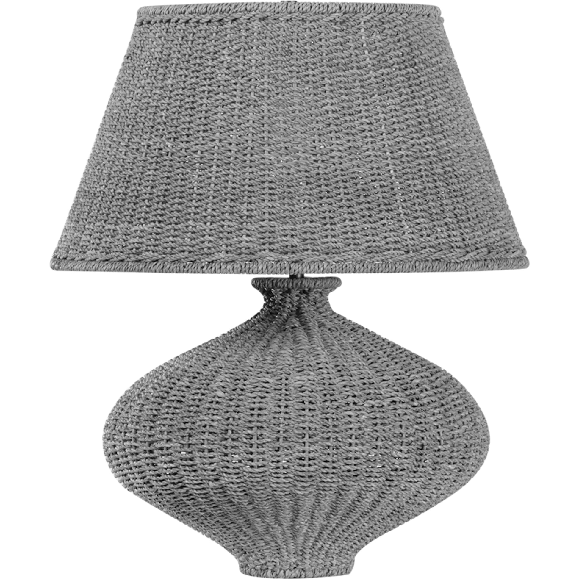 Nette Table Lamp by Troy in patina brass. Made from natural woven in a rustic style.