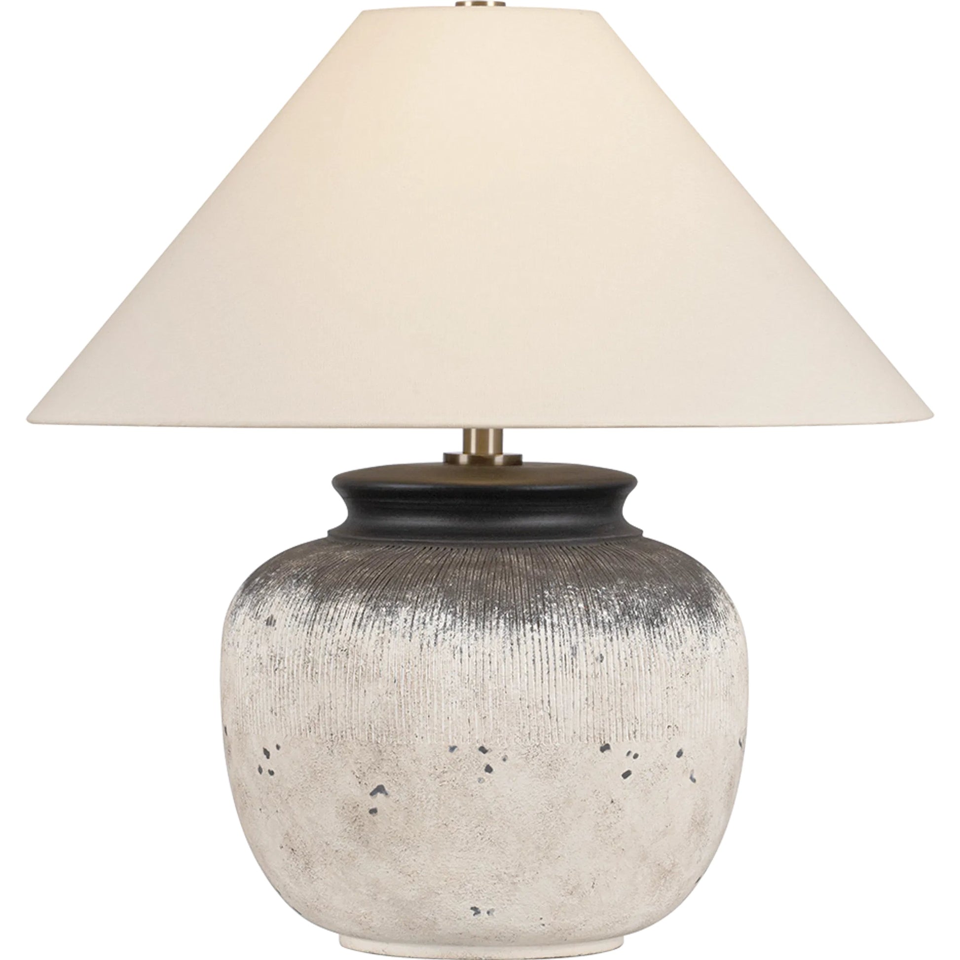 Unearthed Table Lamp by Troy in patina brass, ceramic flamed white. Made from unique in a modern style.