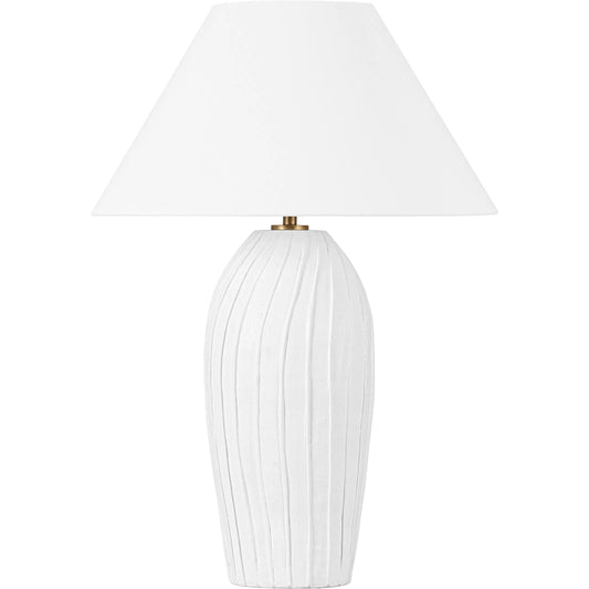 Deacon Table Lamp by Troy in patina brass, ceramic loft white. Made from ceramic in a unique style.