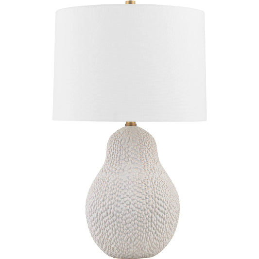 Crater Table Lamp by Troy in patina brass. Made from ceramic in a modern style.