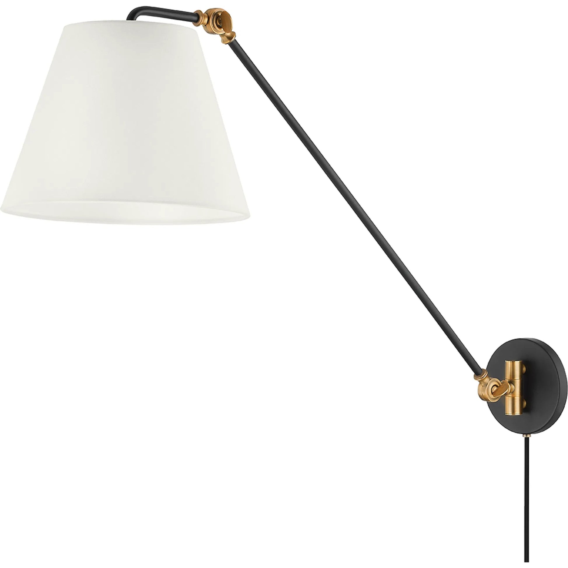 Navin Portable Sconce by Troy in patina brass. Made from steel in a modern style.