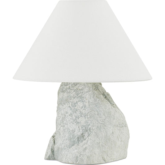Carver Table Lamp by Troy in patina brass. Made from natural stone in a modern style.