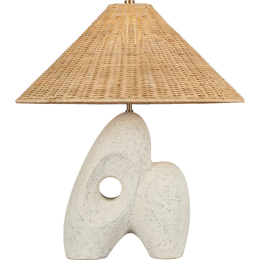 Nairn Table Lamp by Troy in patina brass, ceramic rustic bone. Made from ceramic in a unique style.