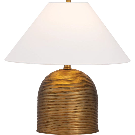 Arvin Table Lamp by Troy in patina brass. Made from aluminum in a unique style.