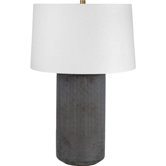Greyson Table Lamp by Troy in patina brass. Made from glass in a unique style.
