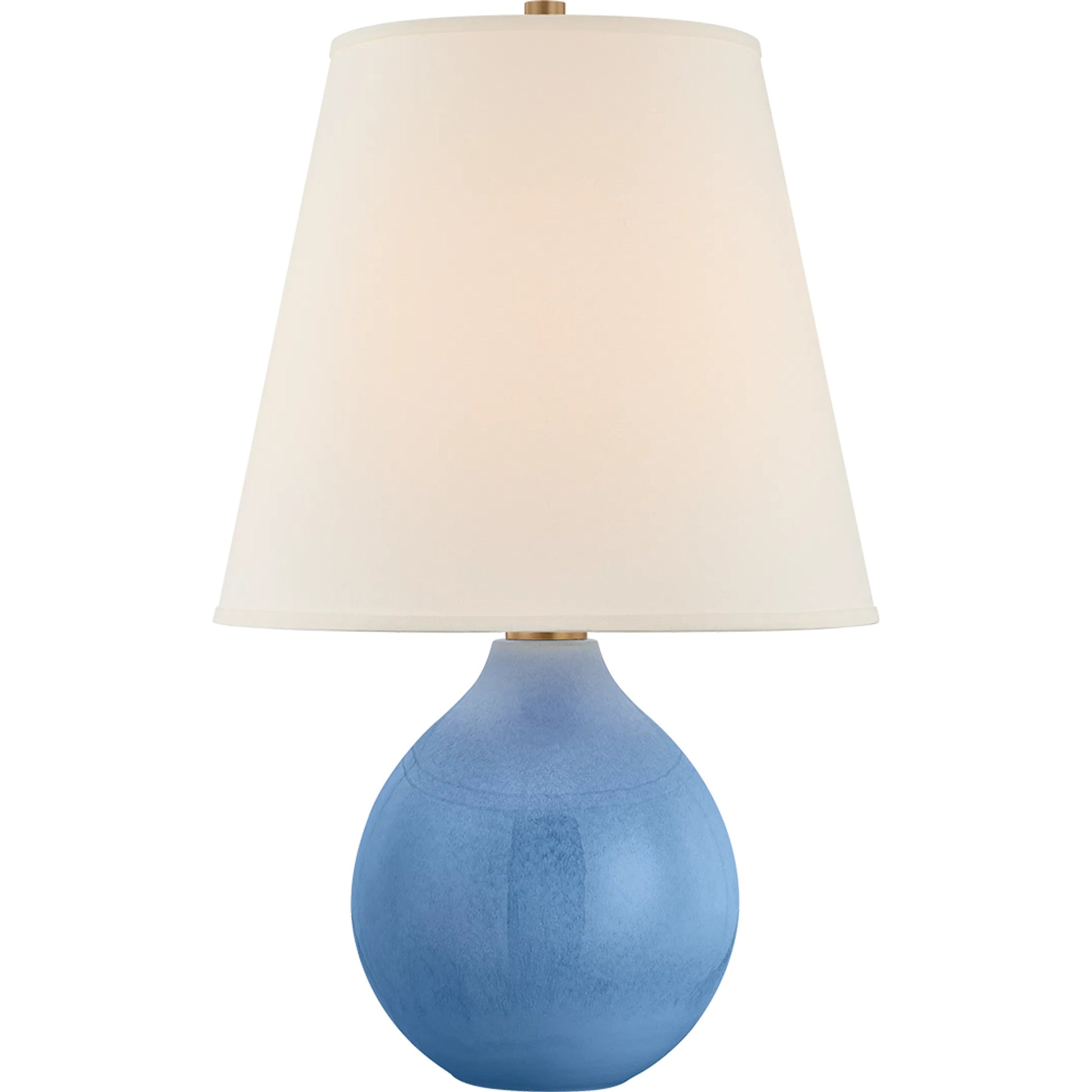 Jarvis Table Lamp by Troy in patina brass, ceramic dappled lapis. Made from ceramic in a unique style.