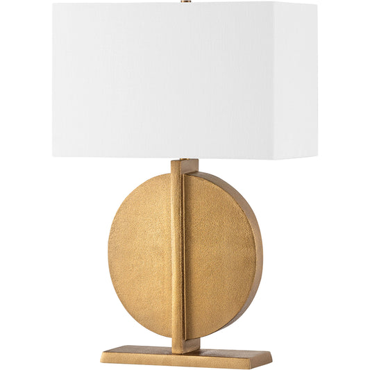 Colma Table Lamp by Troy in patina brass. Made from aluminum in a modern style.