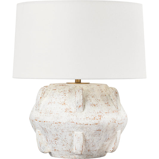 Vanda 1 Light Table Lamp by Troy in patina brass. Made from ceramic in a modern style.