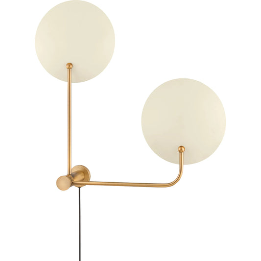 Leif 2 Light Portable Wall Sconce by Troy in patina brass, soft sand. Made from steel in a modern style.