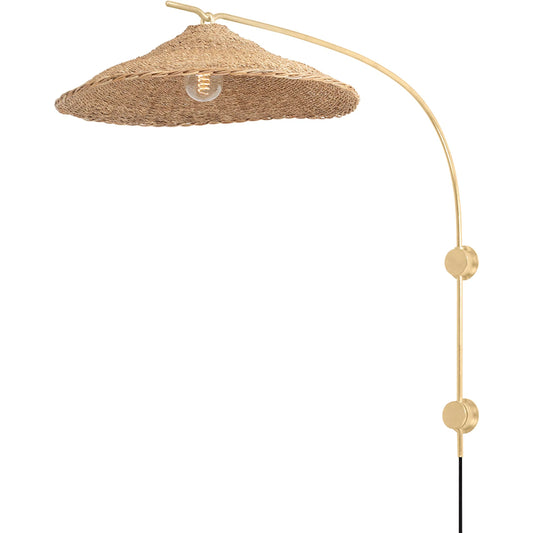 Valier Portable Wall Sconce by Troy in vintage gold leaf. Made from steel in a cottage & farmhouse style.