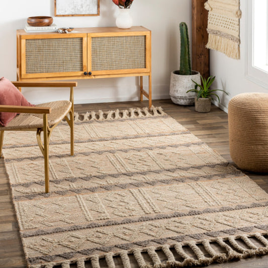 Preston Rug - 29254 by Surya in tan, medium gray. Made from 50% jute, 50% wool in a unique style.
