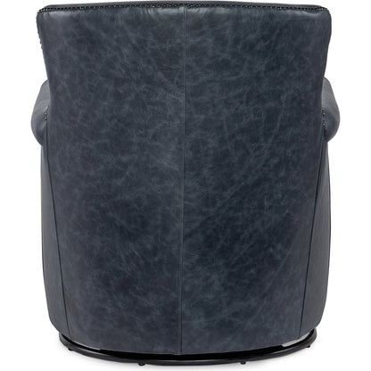 Swivel Club Chair by Hooker Furniture in oste river deep ocean. Made from leather, oste river deep ocean (aniline top grain) in a traditional style.