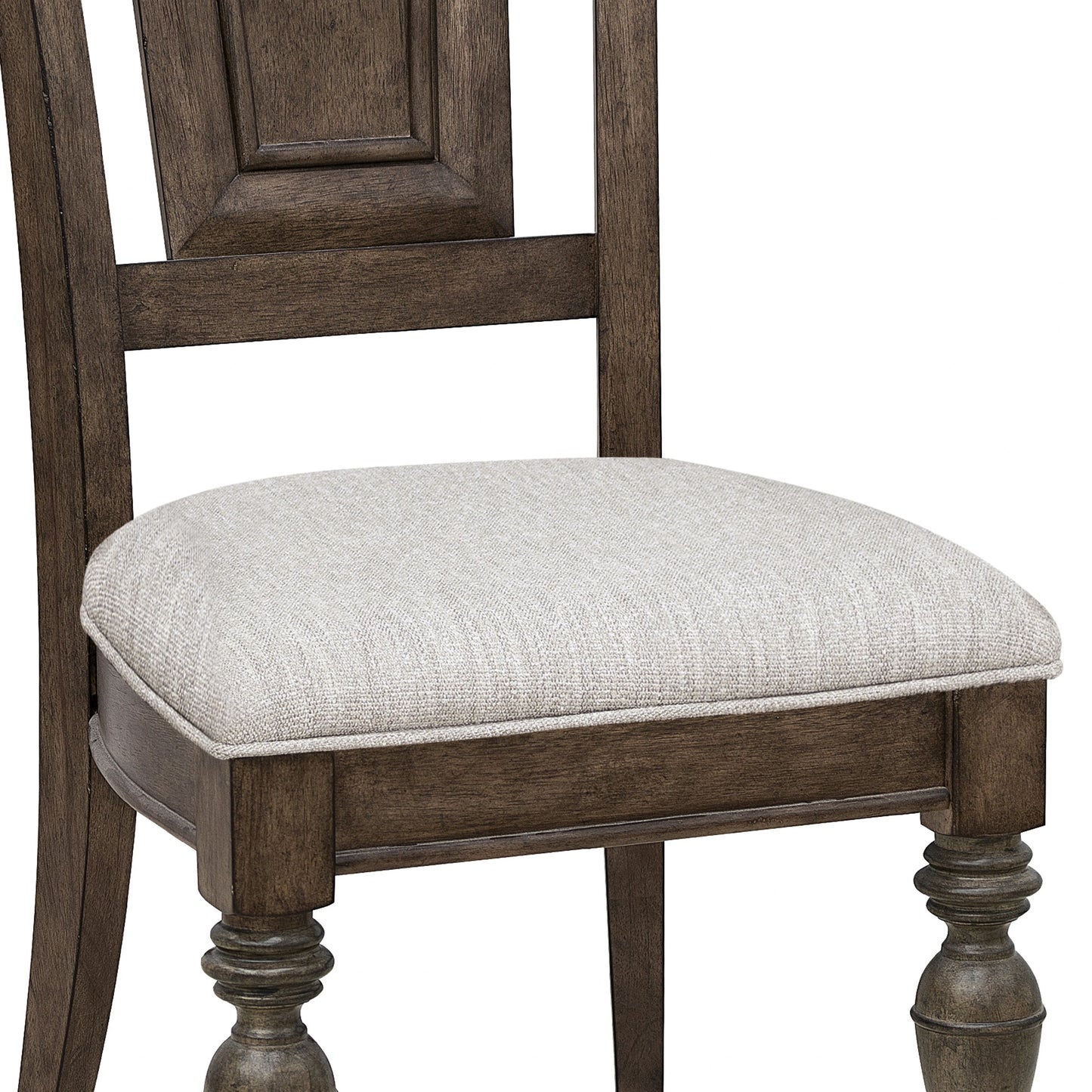 005 SI-2143499 | Closeup | Woodbury Wooden Side Chair by Pulaski Furniture in cowboy boots brown. Made from rubberwood in a traditional style.