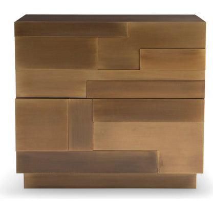 Acora Nightstand by Bernhardt in brass. Made from metal in a modern style.
