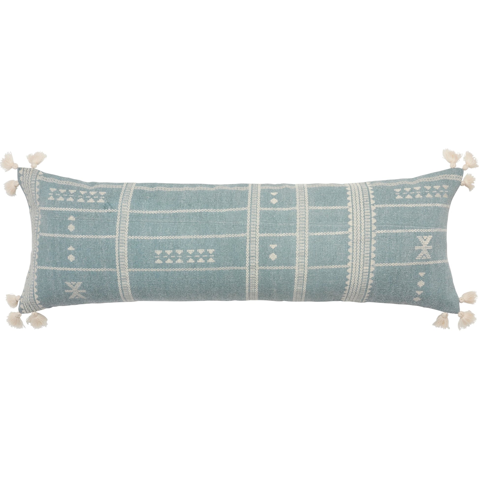 Puebla PUB18 Pillow by Jaipur Living in sky blue, cream. Made from 100% cotton in a traditional style.