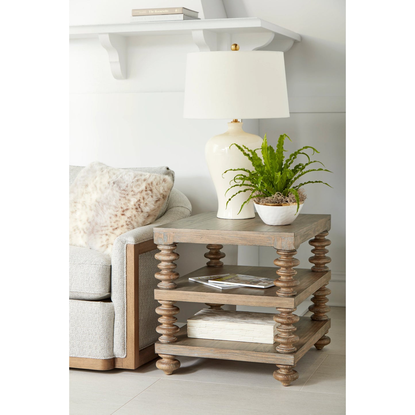 003 SI-2064901 | Lifestyle | Architrave End Table by A.R.T. Furniture in almond. Made from pine solids and veneer in a traditional style.