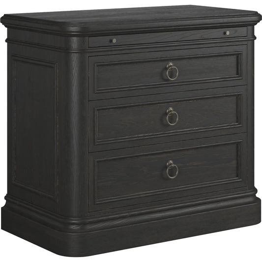 Atrium 3 Drawer Nightstand by A.R.T. Furniture in hand rubbed black, undertones of brown. Made from unique in a traditional style.