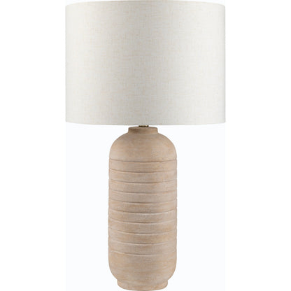 Pulsar Table Lamp - 531720 by Livabliss in body: brown, shade: beige, finial: metallic - brass, harp: metallic - brass, cord: translucent and paintedplated. Made from ceramic, linen, polyester, iron in a modern style.