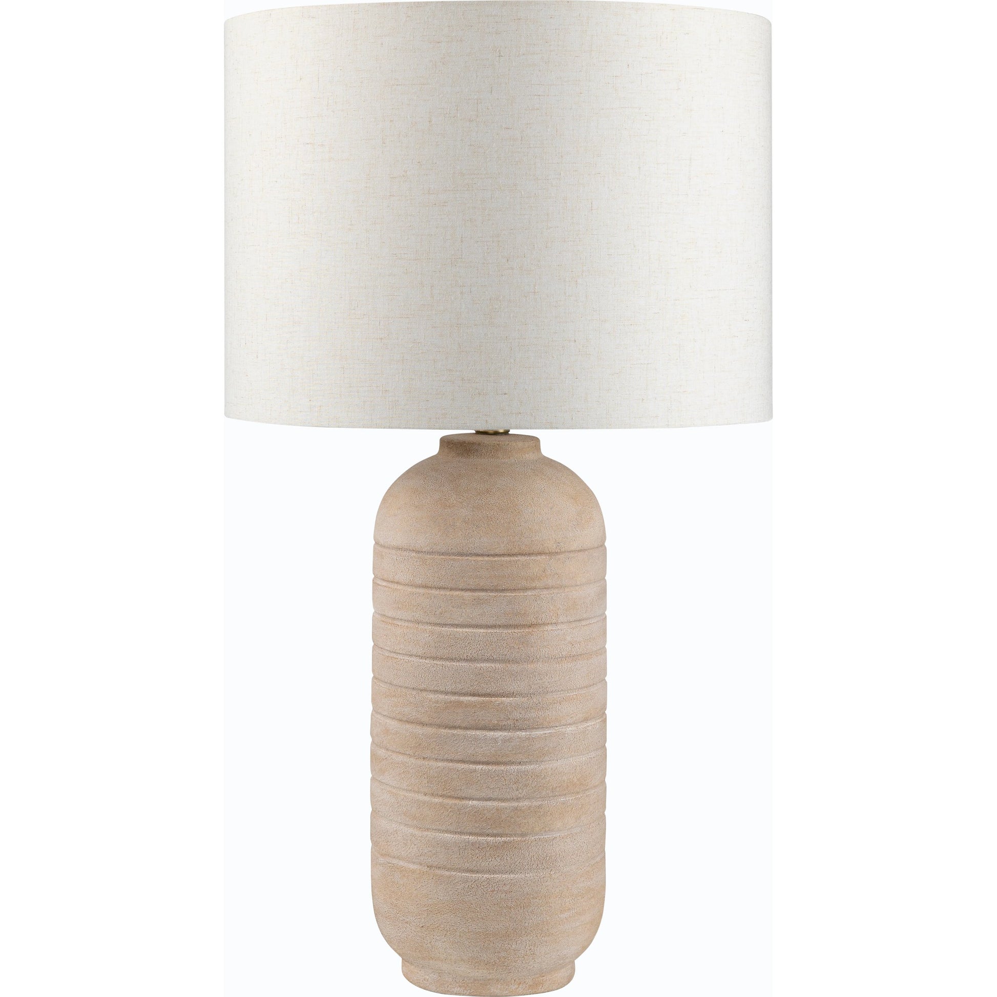 Pulsar Table Lamp - 531720 by Livabliss in body: brown, shade: beige, finial: metallic - brass, harp: metallic - brass, cord: translucent and paintedplated. Made from ceramic, linen, polyester, iron in a modern style.