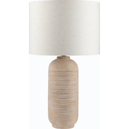 Pulsar Table Lamp - 531720 by Livabliss in body: brown, shade: beige, finial: metallic - brass, harp: metallic - brass, cord: translucent and paintedplated. Made from ceramic, linen, polyester, iron in a modern style.